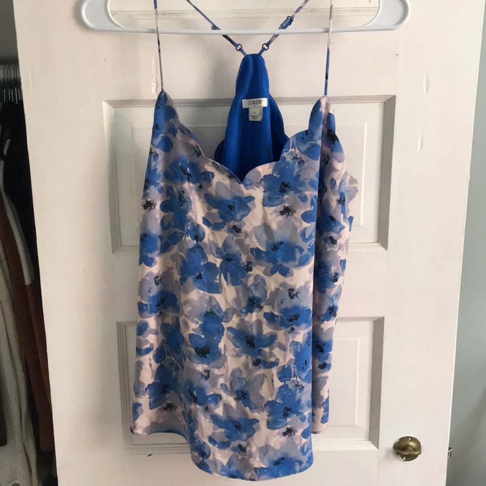 Blush and blue floral scalloped cami
